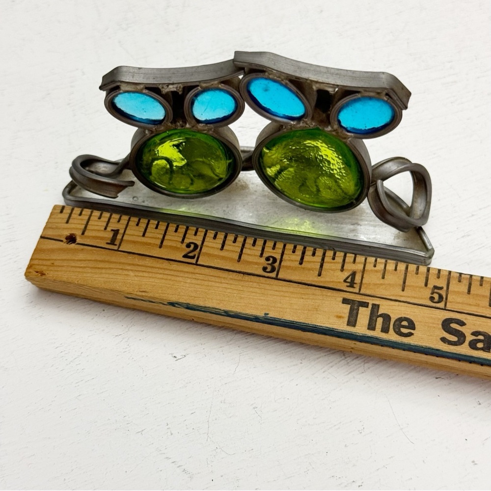 Adorable Stained Glass Sun Catcher Owls Window Lead Metal Vintage - Picture 10 of 12